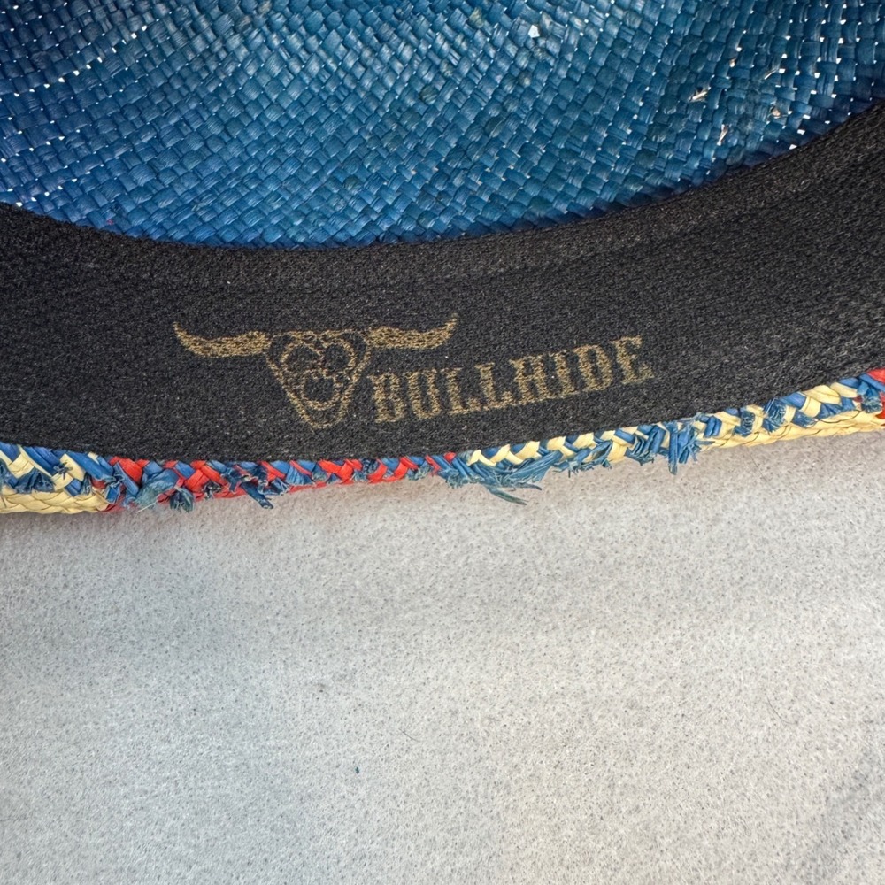 Western Bullhide The Patriot Cowboy Hat Medium Red Blue Straw Stars Stripes Flag - Picture 9 of 11